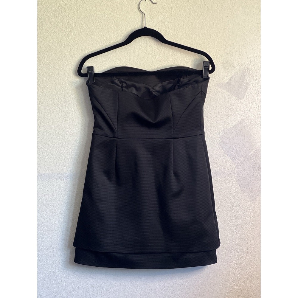 Coast Dress Short Black Strapless Ribbed Tafeta Front Bow US 8 - Picture 5 of 10